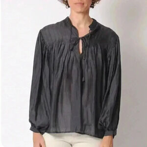 Matta NY Phool Top - Peasant Blouse - Balloon Sleeves - Gray (Iron) - Size M